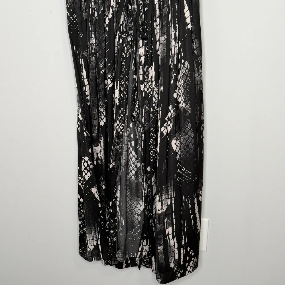 Intimately Free People Black White Snakeskin Print Maxi Kimono Small Deep V-Neck
